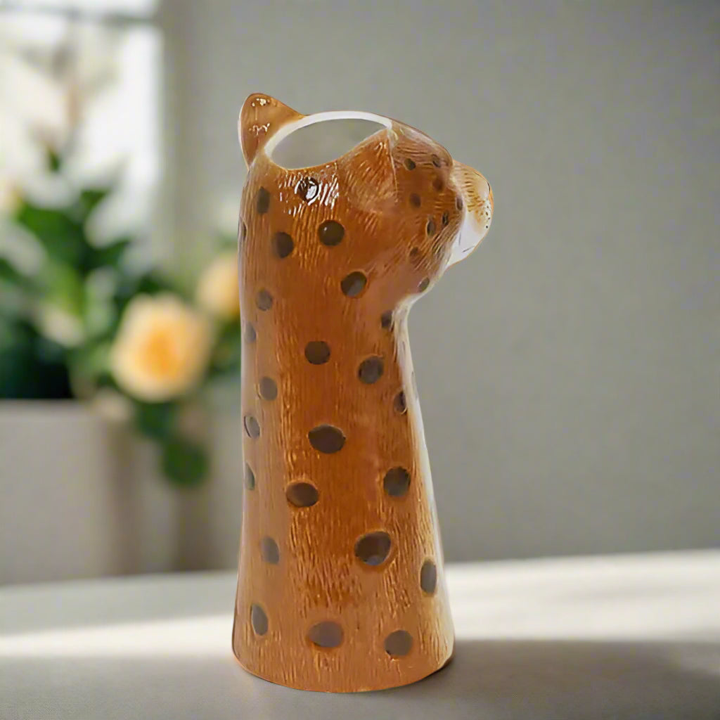 Add a bold, wild touch with our Leopard Vase—earthy stoneware in cream &amp; brown, perfect for pampas or blooms. A fierce accent for modern, eclectic spaces.