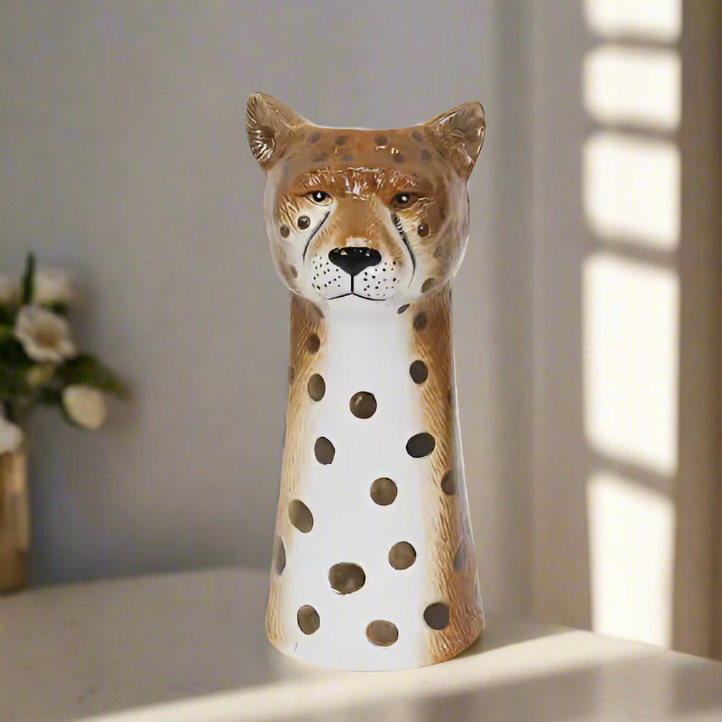 Add a bold, wild touch with our Leopard Vase—earthy stoneware in cream &amp; brown, perfect for pampas or blooms. A fierce accent for modern, eclectic spaces.