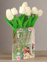 Little Women and Pride and Prejudice Book-inspired acrylic flower vase with slim design for long-stem blooms. Romantic, durable, and stylish—perfect for gifts, home décor, and book lovers.