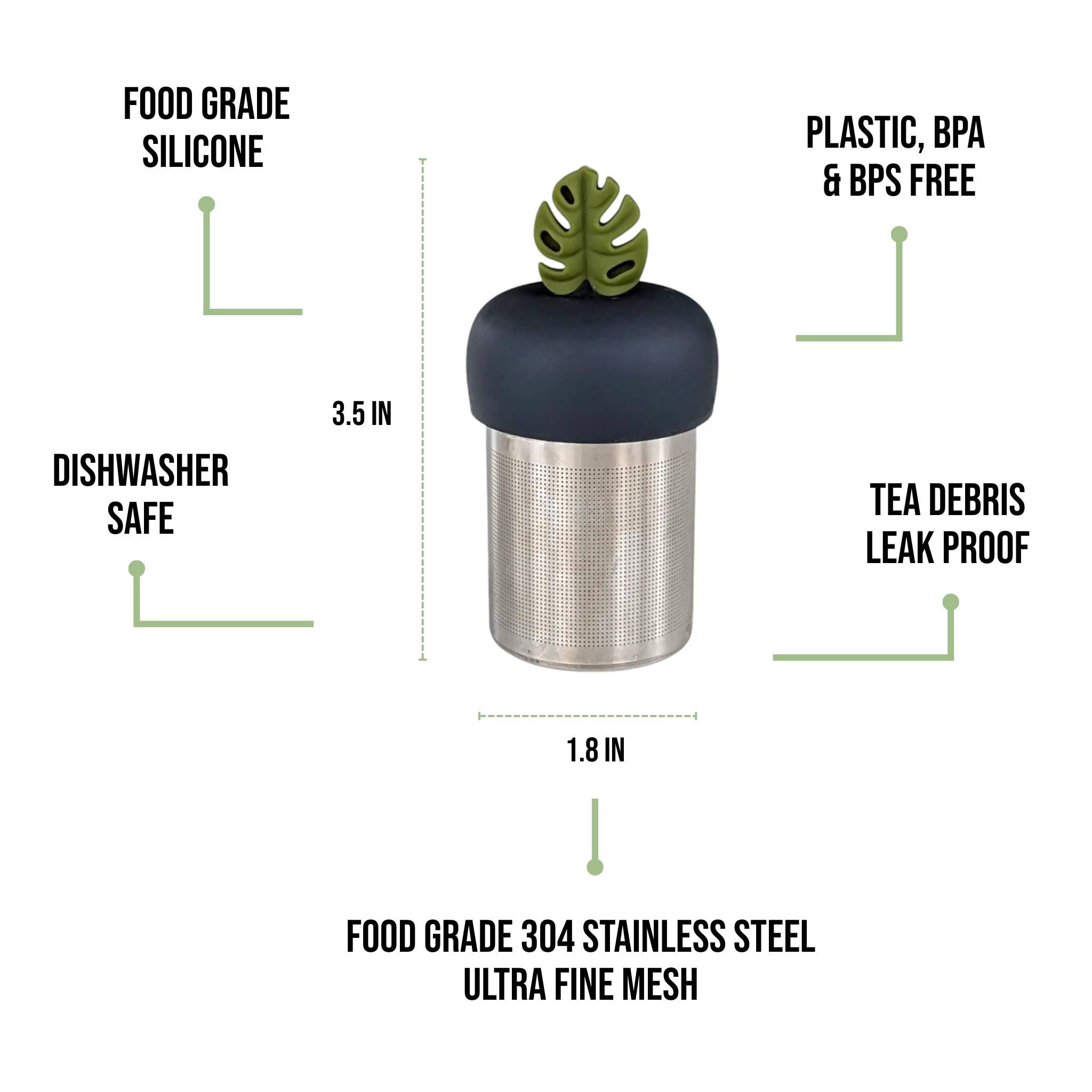 Monstera Leaf Tea Steeper makes loose-leaf tea easy and stylish. Reusable, portable, and dishwasher-safe with stainless mesh for clean, debris-free sipping.