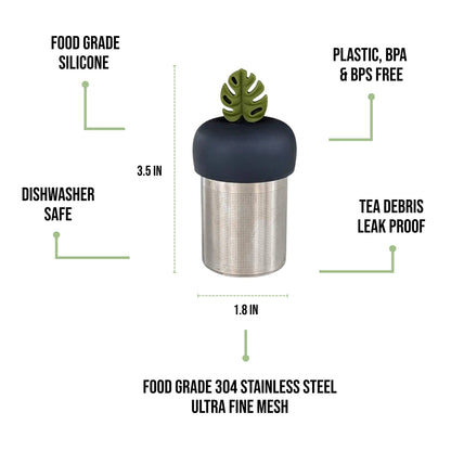 Monstera Leaf Tea Steeper makes loose-leaf tea easy and stylish. Reusable, portable, and dishwasher-safe with stainless mesh for clean, debris-free sipping.