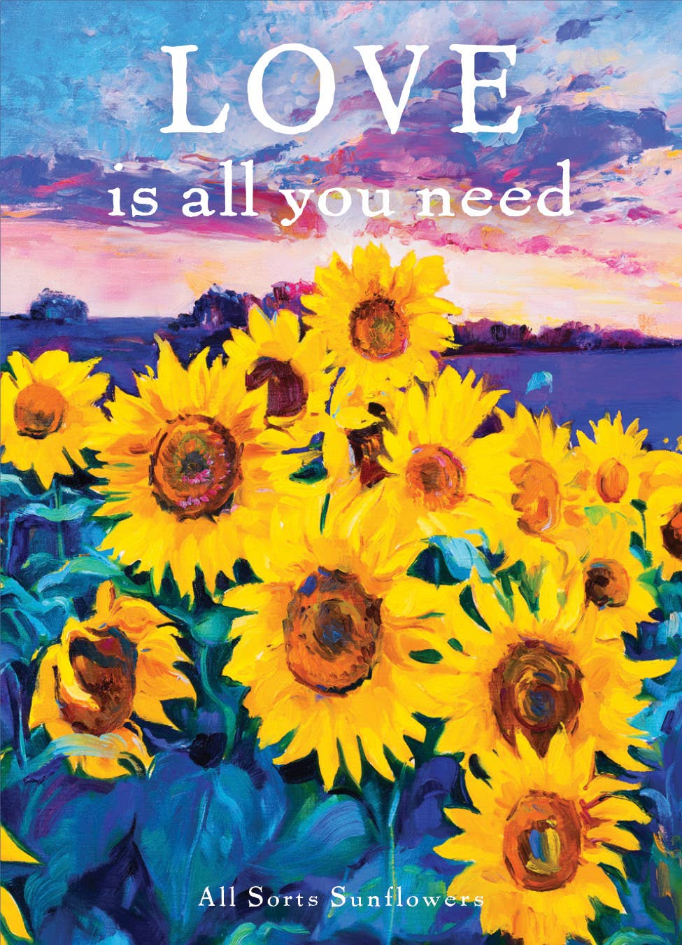 Love Is All You Need sunflower mix seed packets. Pollinator-friendly sunflower mix that blooms all summer — a meaningful, giftable garden favor.