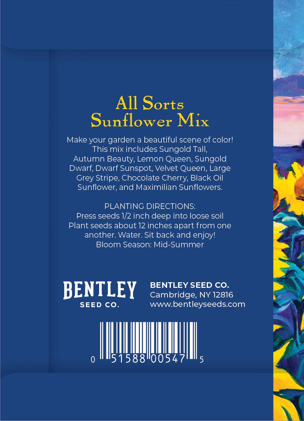 Love Is All You Need sunflower mix seed packets. Pollinator-friendly sunflower mix that blooms all summer — a meaningful, giftable garden favor.
