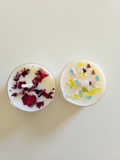 Fairy Tea Candles – Handcrafted tea lights with botanical accents and enchanting scents. Perfect for relaxation, décor, and gifting.