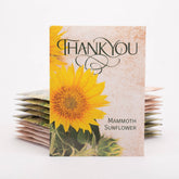 Mammoth Sunflower thank you seed packets. Easy-to-grow sunflower favors that bloom into tall golden flowers — a meaningful plantable gift.