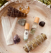 Unleash your inner goddess with Medusa Perfume Roller—jasmine, saffron, and cedarwood infused with aventurine and sea shells for oceanic allure.