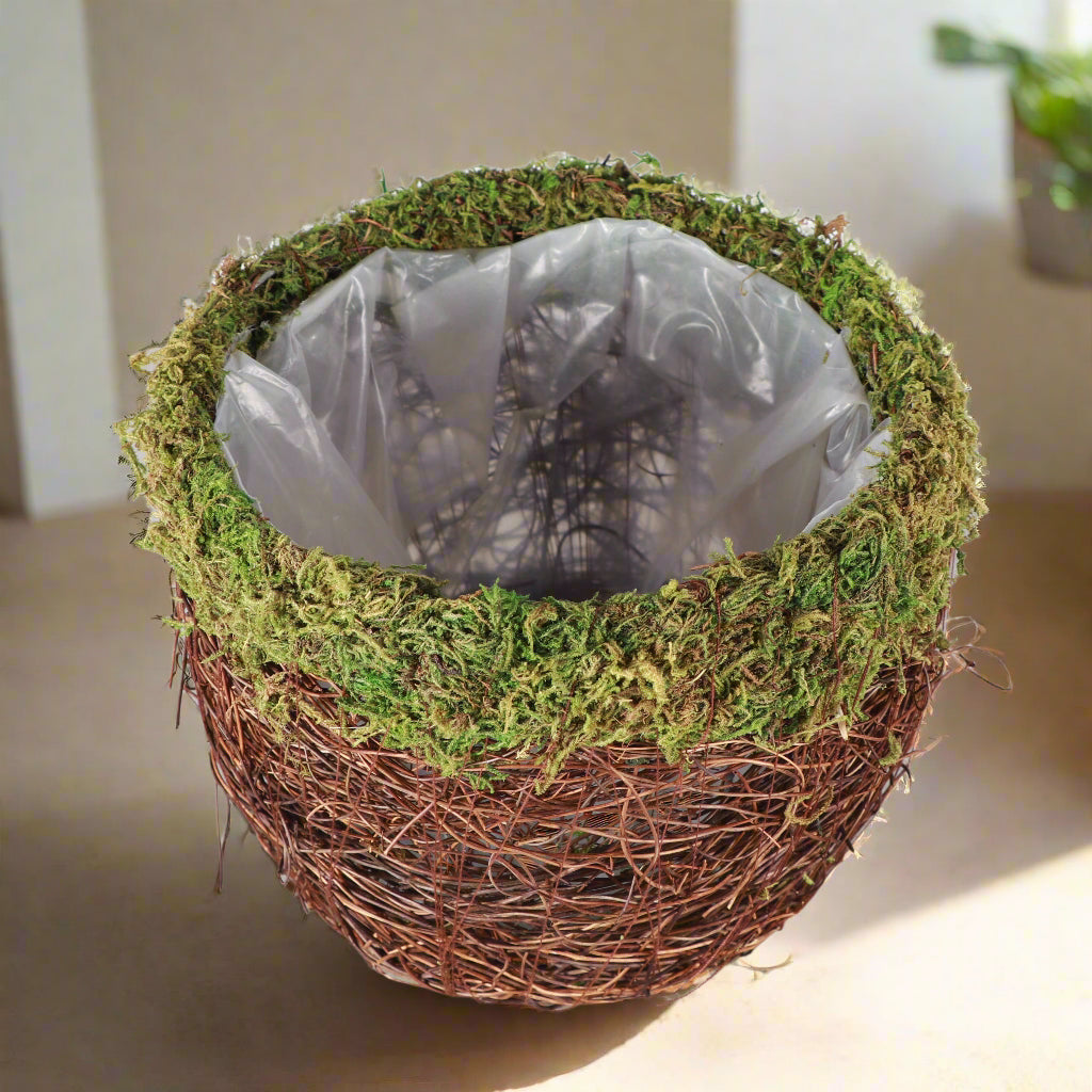 Add woodland charm with this 7&quot; mossy pot, lined with plastic for easy care. Fits 6&quot; plants perfectly—rustic, whimsical, and nature-inspired décor.