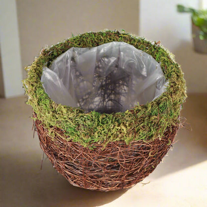 Add woodland charm with this 7&quot; mossy pot, lined with plastic for easy care. Fits 6&quot; plants perfectly—rustic, whimsical, and nature-inspired décor.