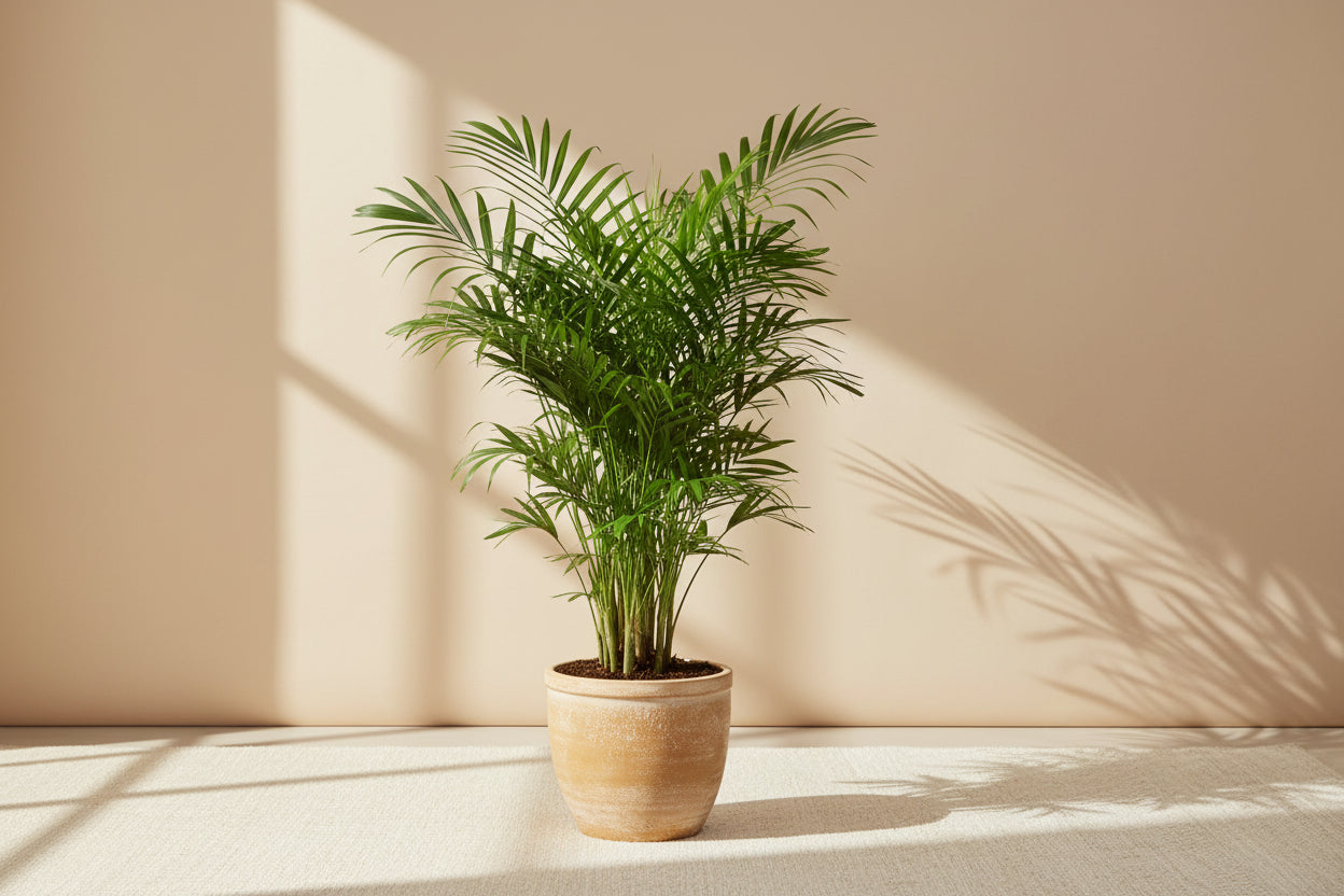 Neanthe Bella Palm (Chamaedorea elegans) 4" plant. Pet-safe Parlor Palm with soft tropical fronds. Thrives in bright indirect to medium light