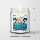 Sunny Days Ahead: A bright blend of orange, lime & obsidian in a 5oz soy candle. Vegan, eco-friendly, and hand-poured for 30–40 hours of sunny coastal bliss.