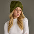 Olive chunky knit cuffed beanie with cozy fleece lining. Made from 100% acrylic, this classic winter hat adds warmth and earthy style to chilly days.