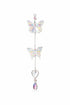 Handmade butterfly suncatchers with real pressed flowers and crystal chain. Reflects sunlight into rainbows—perfect for windows or near plants.
