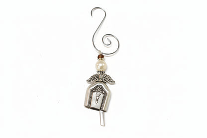 Vintage silverware angel bell with soft chime—handcrafted ornament symbolizing “an angel gets its wings,” perfect for gifts, décor, and meaningful keepsakes.