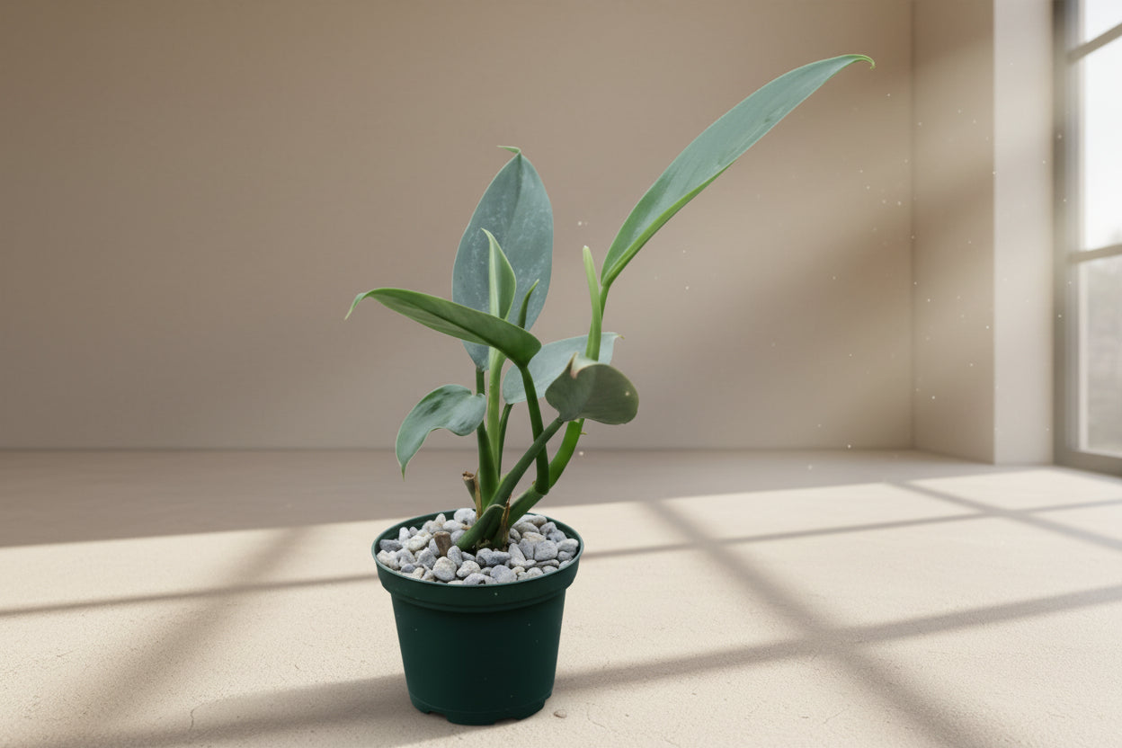 Philodendron Hastatum ‘Narrow’ features sleek silver-green leaves and elegant climbing growth. A collector philodendron perfect for bright indoor spaces.