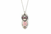 Handcrafted owl necklace made from vintage silverware. 1" pendant on 18" chain. Unique, upcycled jewelry with charm, symbolism, and timeless style.