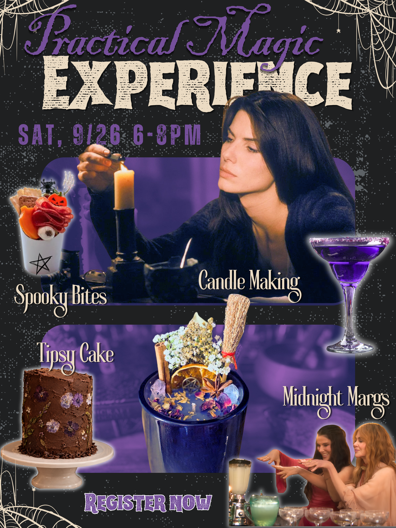 Practical Magic Experience at Jungle Relics + Relic featuring candle making, spooky bites, Tipsy Cake &amp; Midnight Margs. Sept. 26, 6–8 PM.