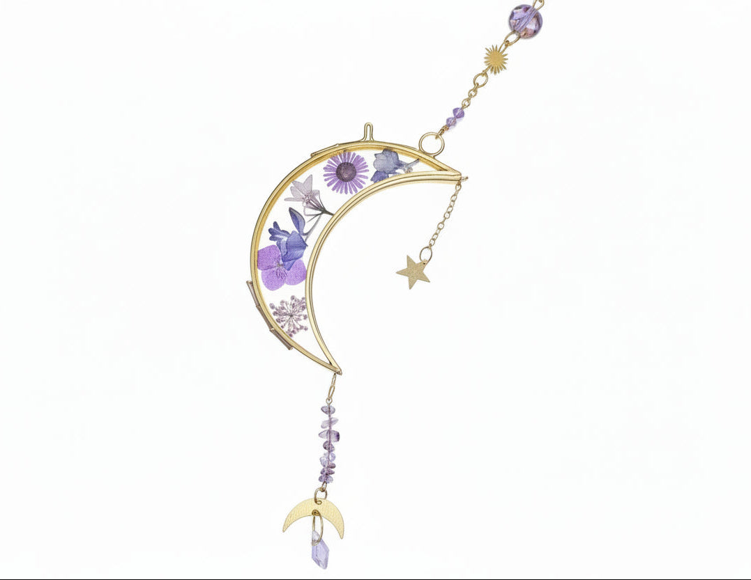 Celestial and delicate, the Golden Moon Floral Suncatcher captures the quiet magic of sunlight and nature in one luminous piece. 