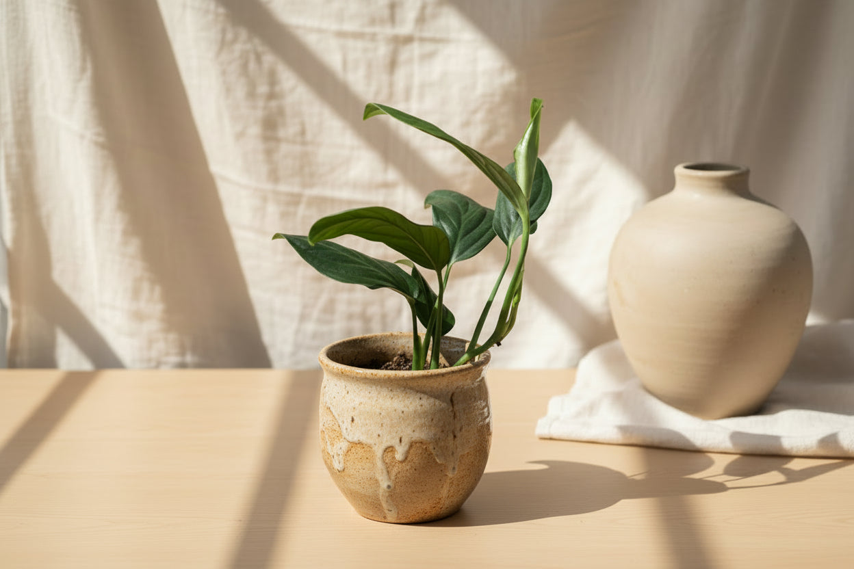 Rare Monstera aureopinnata with elongated fenestrated leaves and climbing growth. A unique collector Monstera perfect for bright indoor jungle spaces.