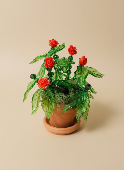 Everlasting beaded flower vases handcrafted by KStonely. Vintage vessels filled with whimsical seed-bead blooms—unique, cottagecore décor perfect for gifting.