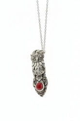 Handcrafted owl necklace made from vintage silverware. 1" pendant on 18" chain. Unique, upcycled jewelry with charm, symbolism, and timeless style.