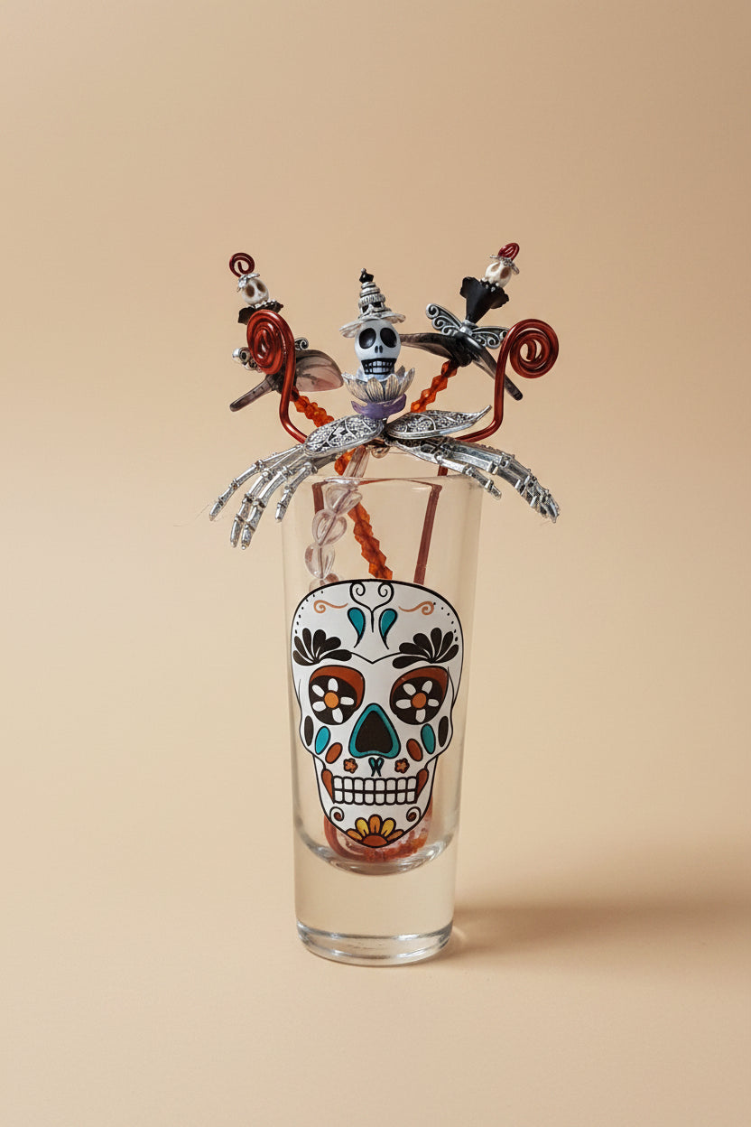Beaded Day of the Dead Flowers- Each flower is individually handcrafted using an intricate combination of glass beads, wirework, skull accent.