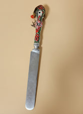 Handcrafted silverware birdhouse plant stake by KStonely. Upcycled, hand-painted, and beaded—whimsical cottagecore décor perfect for adding charm to any plant.