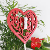 Wooden heart plant picks with built-in clip for cards or notes. Perfect finishing touch for houseplant gifts. Trim-to-fit 18" stake. No plants included.