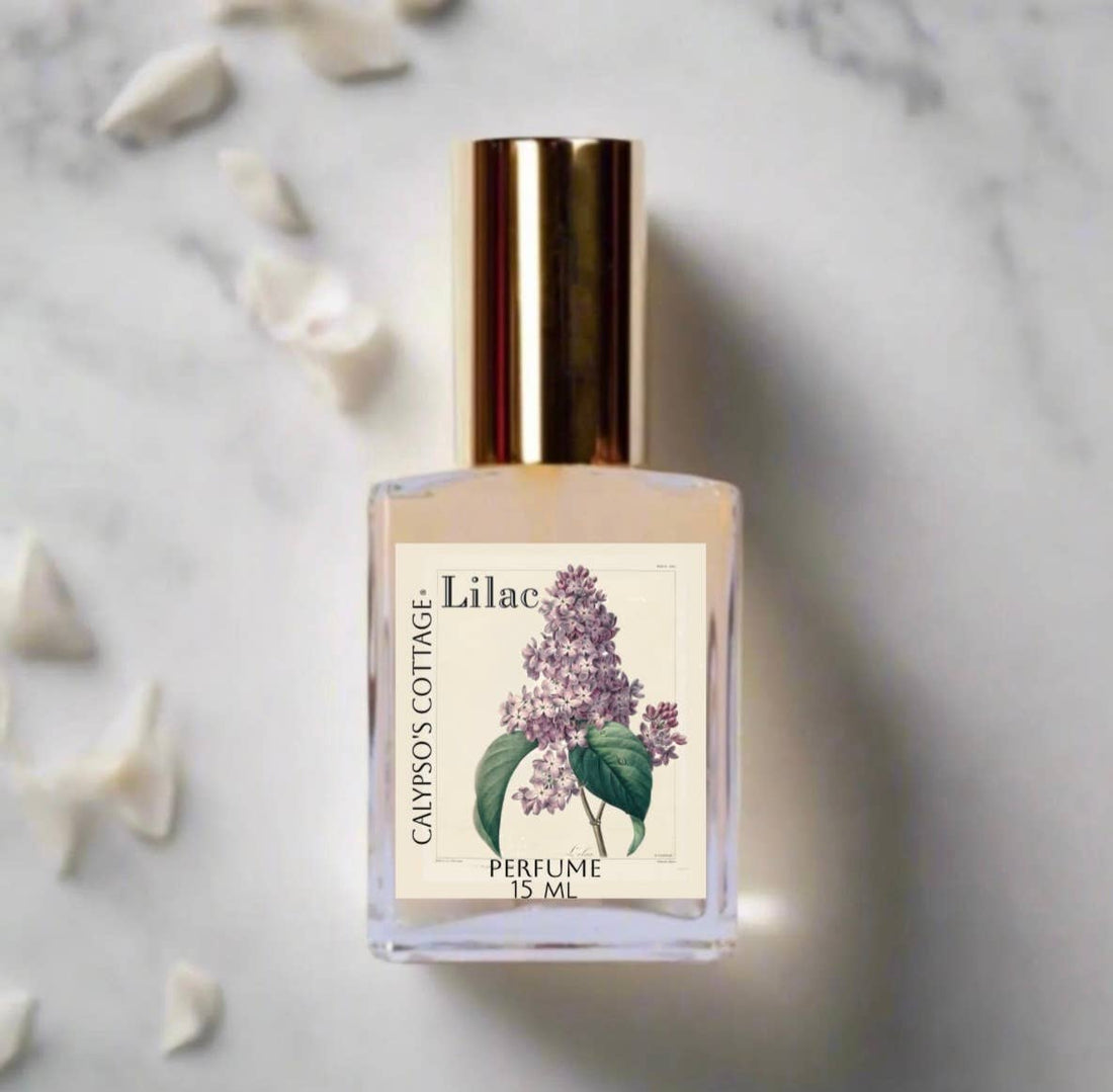 Romantic Lilac Perfume Oil with notes of neroli, lilac, gardenia, and musk. A clean, vegan fragrance handcrafted with organic jojoba and almond oils.