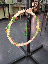 Handmade Botanical Beaded Boho Wreath by KStonely featuring wood beads, glass flowers, crystal accents, and one-of-a-kind botanical artistry.