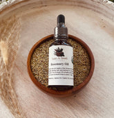 Rosemary Hair Oil with almond, coconut & vitamin E. Infused with carnosic acid to support scalp vitality & healthy-looking, shiny hair. Vegan & natural.