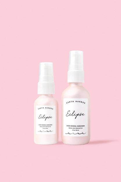 Eclipse Sheer Mineral Sunscreen SPF 30 protects against UVA/UVB, blue light, and pollution with non-nano zinc. Light, non-greasy, reef-safe, and invisible on all skin tones.