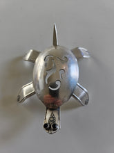 Handcrafted from vintage silverware, these salvaged scorpion and turtle sculptures bring charm, symbolism, and eco-friendly artistry to any space