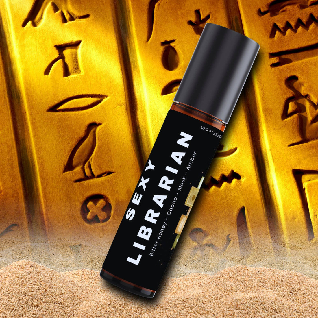 Sexy Librarian Perfume—honey, bitter peach, rose, cacao, musk &amp; amber. A sensual, bookish roll-on scent for clever, captivating, irresistibly smart women.