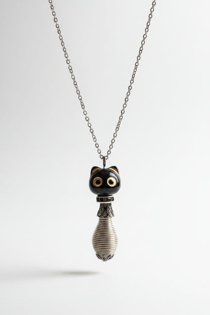 Handmade Cat Bead Necklaces by KStonely. Each one-of-a-kind artisan necklace features whimsical cat beads, unique accents, and vintage-inspired charm.