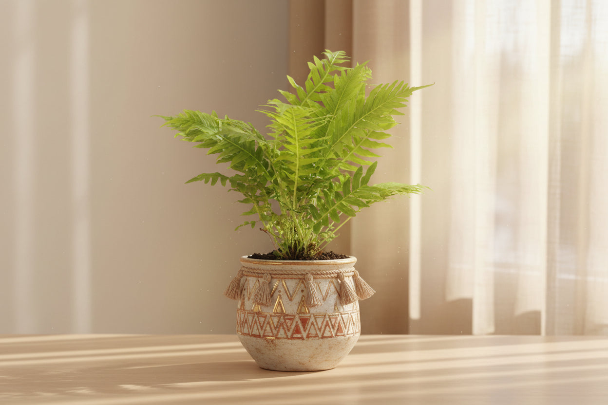 Silver Lady Tree Fern (Blechnum gibbum) 4" plant with vibrant, textured green fronds. Perfect for medium light and shady spaces.