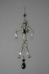 Skeleton Rattle & Bone Hanging Chime handcrafted from vintage silverware with crystal accent—whimsical skeleton wind chime with soft sound and one-of-a-kind charm.
