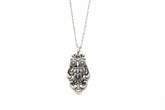 Handcrafted owl necklace made from vintage silverware. 1" pendant on 18" chain. Unique, upcycled jewelry with charm, symbolism, and timeless style.