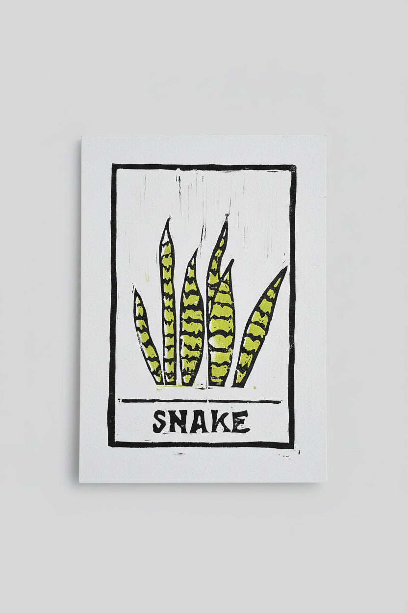 La Lotería — Handcrafted Block Print Series by Ryan Doran blends folklore, jungle symbolism, and bold street-art energy in hand-carved botanical prints