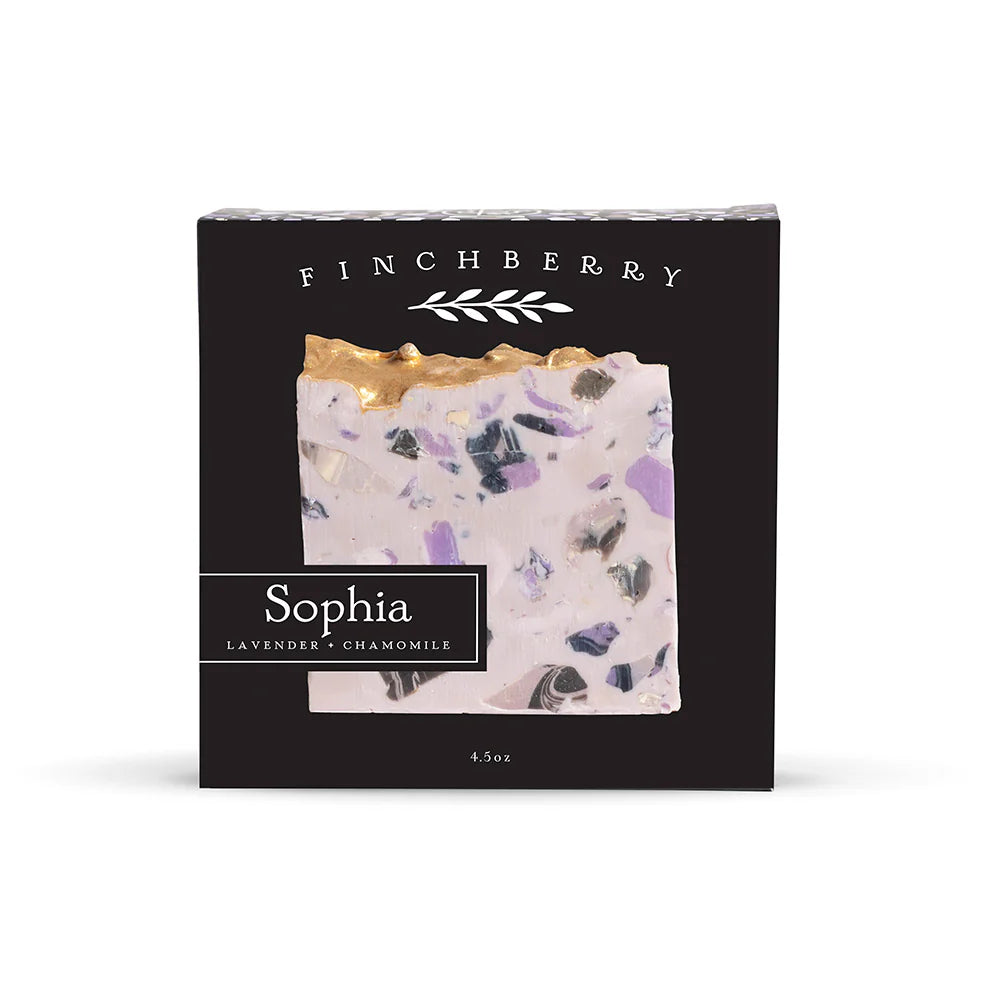 Sophia Terrazzo Soap—lavender &amp;amp; chamomile scent for soothing, gentle cleansing. Vegan, handcrafted, and nourishing with organic oils &amp;amp; shea butter.
