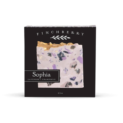 Sophia Terrazzo Soap—lavender &amp;amp; chamomile scent for soothing, gentle cleansing. Vegan, handcrafted, and nourishing with organic oils &amp;amp; shea butter.