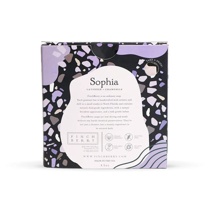 Sophia Terrazzo Soap—lavender &amp;amp; chamomile scent for soothing, gentle cleansing. Vegan, handcrafted, and nourishing with organic oils &amp;amp; shea butter.
