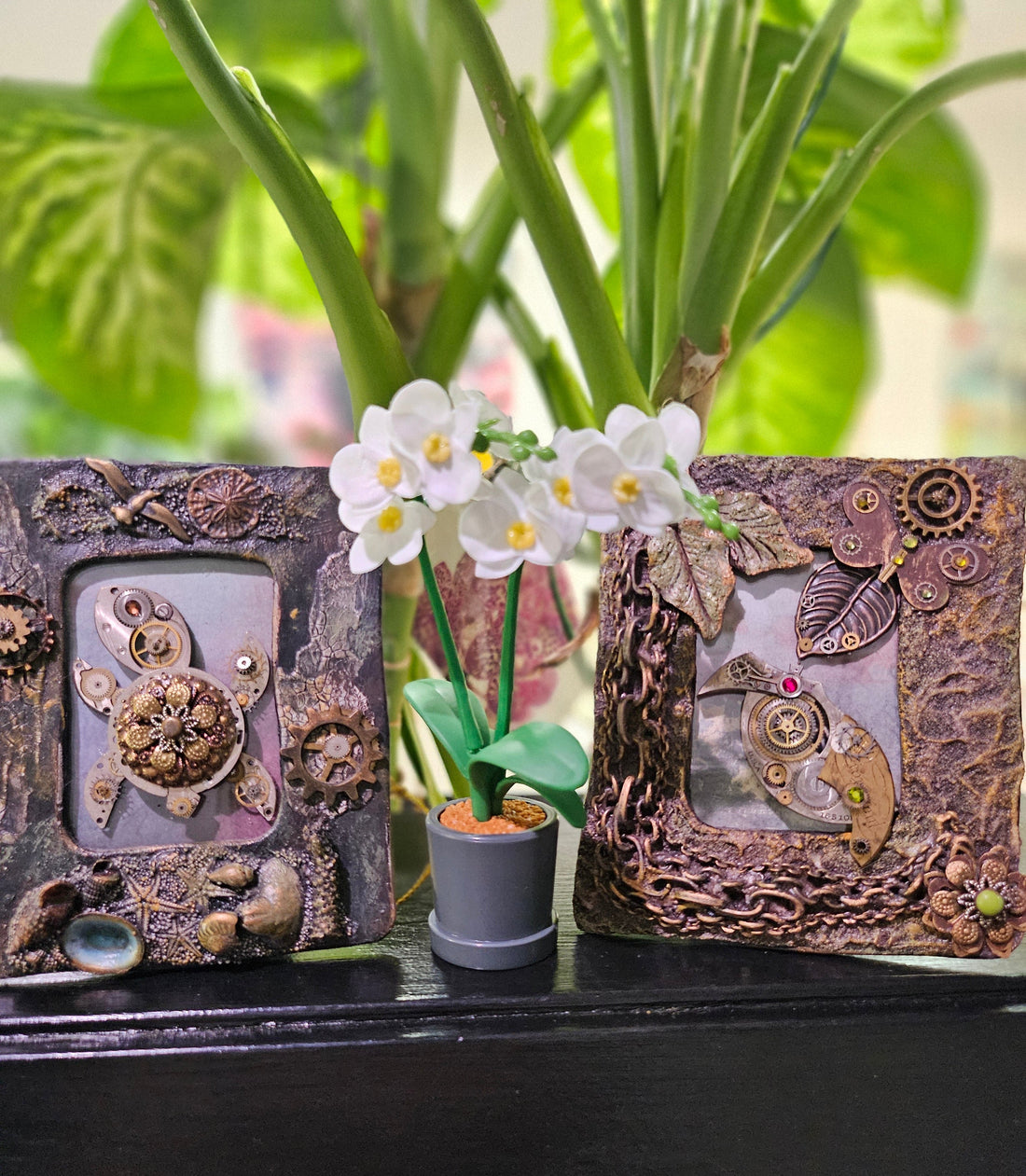 Add industrial charm to your space with Steampunk Frames &amp; Gear Art. Featuring intricate gear designs in bold frames, these unique pieces bring vintage steampunk style to walls or shelves. Perfect for home or office decor, they’re versatile, eye-catching, and a standout addition to any aesthetic.