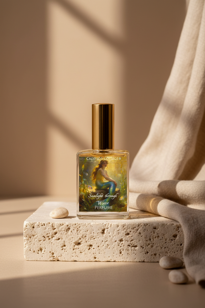 Sunlight Through Water Perfume Oil features sea salt, citrus, sea kelp, marine accord, and amber for a fresh, clean coastal fragrance.