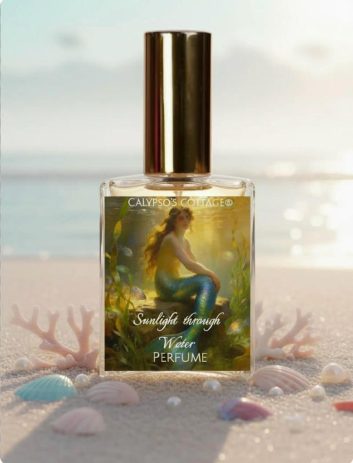 Sunlight Through Water Perfume Oil features sea salt, citrus, sea kelp, marine accord, and amber for a fresh, clean coastal fragrance.