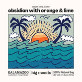 Sunny Days Ahead: A bright blend of orange, lime & obsidian in a 5oz soy candle. Vegan, eco-friendly, and hand-poured for 30–40 hours of sunny coastal bliss.