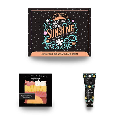 Send joy with our Sunshine Gift Set—citrus soap and nourishing hand cream in cheerful packaging. Perfect for gifting, travel, and daily self-care.