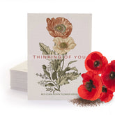 Thinking of You vintage red corn poppy seed packets. Classic remembrance flowers with Victorian art — an easy-to-grow, meaningful garden gift.