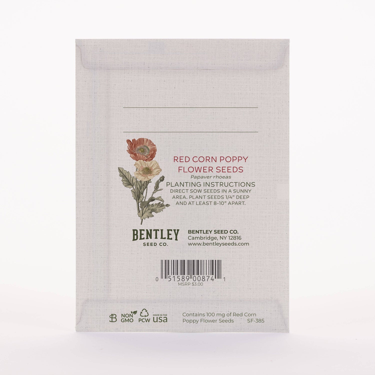 Thinking of You vintage red corn poppy seed packets. Classic remembrance flowers with Victorian art — an easy-to-grow, meaningful garden gift.