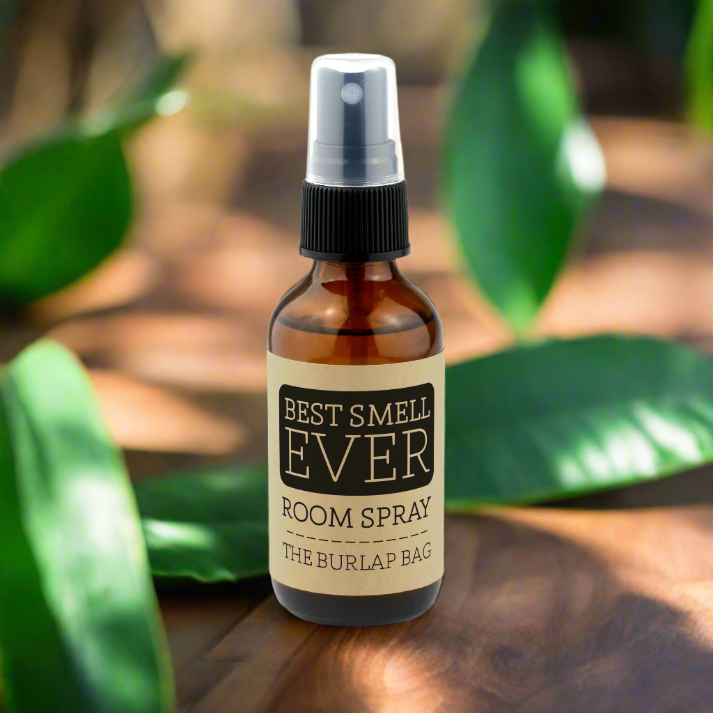 Best Smell Ever Room Spray: A juicy burst of satsuma, guava & papaya in a 2oz amber glass bottle. Body-safe, fabric-free, and perfect for freshening any space.