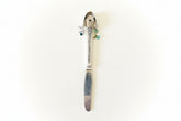 Handcrafted silverware birdhouse plant stake by KStonely. Upcycled, hand-painted, and beaded—whimsical cottagecore décor perfect for adding charm to any plant.